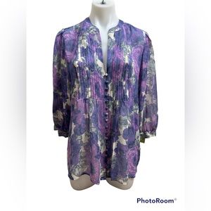 Joie 100% Silk Purple Popover Blouse Women’s Medium  [325]